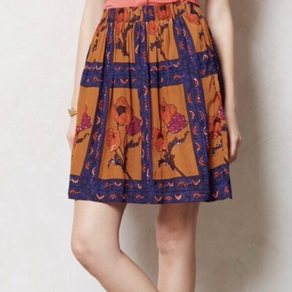 Anthropologie Maeve Beaded Persicum Floral Skirt Size M - Picture 3 of 13